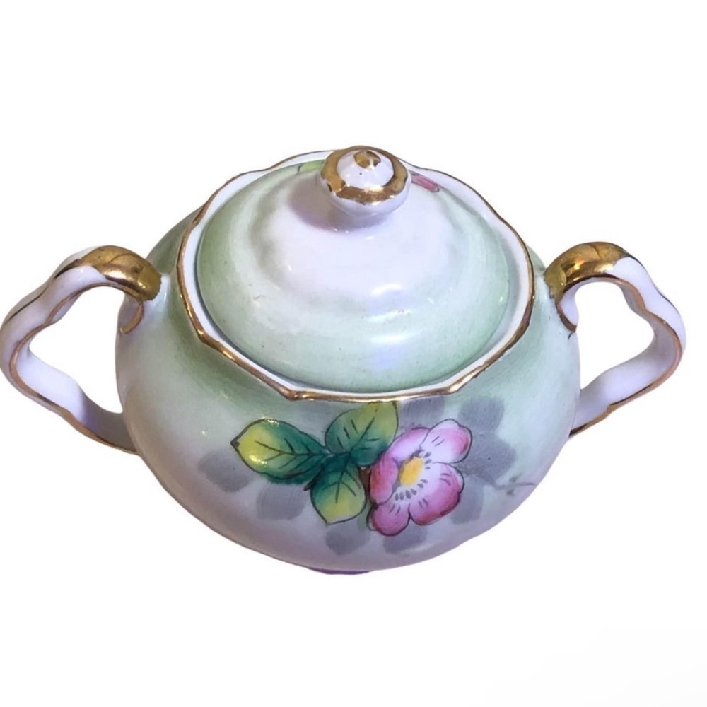 Vintage Floral With Gold Trim Sugar Bowl Maker Mark UCAGCO - Picture 3 of 8